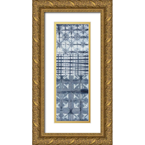 Shibori Collage II Gold Ornate Wood Framed Art Print with Double Matting by Zarris, Chariklia