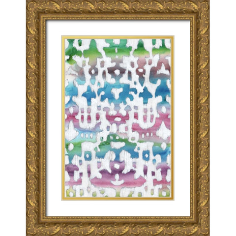 Watercolor Ikat I Gold Ornate Wood Framed Art Print with Double Matting by Zarris, Chariklia