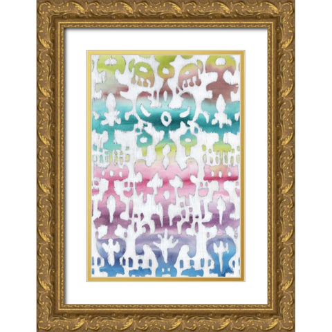 Watercolor Ikat II Gold Ornate Wood Framed Art Print with Double Matting by Zarris, Chariklia