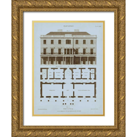 Chambray House and Plan II Gold Ornate Wood Framed Art Print with Double Matting by Kelly, Thomas
