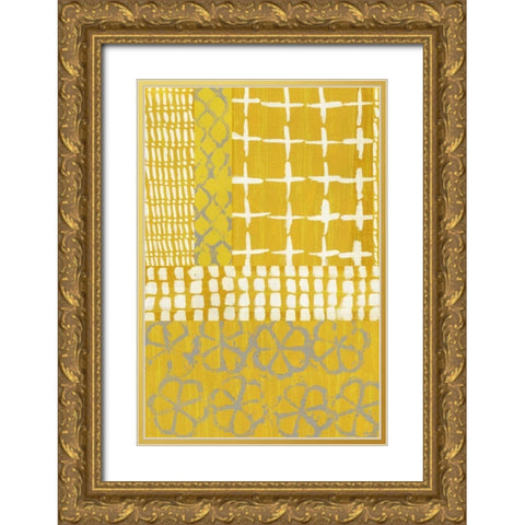 Golden Blockprint I Gold Ornate Wood Framed Art Print with Double Matting by Zarris, Chariklia
