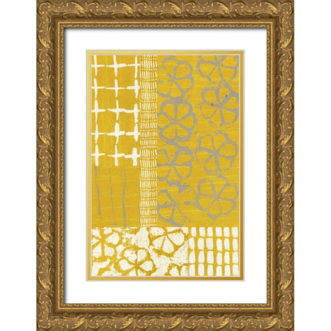 Golden Blockprint II Gold Ornate Wood Framed Art Print with Double Matting by Zarris, Chariklia