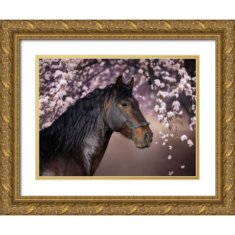 Flower Frolick II Gold Ornate Wood Framed Art Print with Double Matting by Sturgeon, Ozana