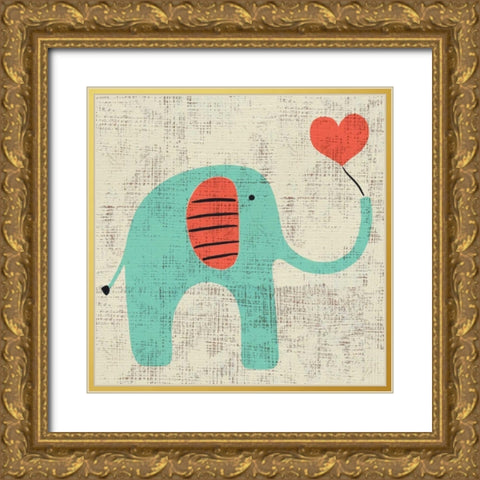 Adas Elephant Gold Ornate Wood Framed Art Print with Double Matting by Zarris, Chariklia