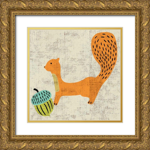 Adas Squirrel Gold Ornate Wood Framed Art Print with Double Matting by Zarris, Chariklia