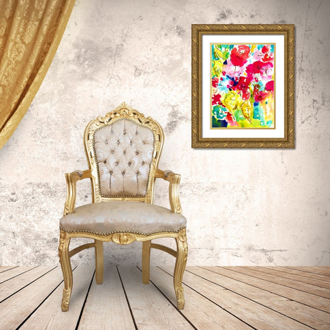 Flower Array I Gold Ornate Wood Framed Art Print with Double Matting by Minasian, Julia