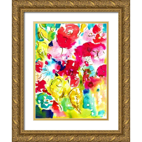Flower Array I Gold Ornate Wood Framed Art Print with Double Matting by Minasian, Julia