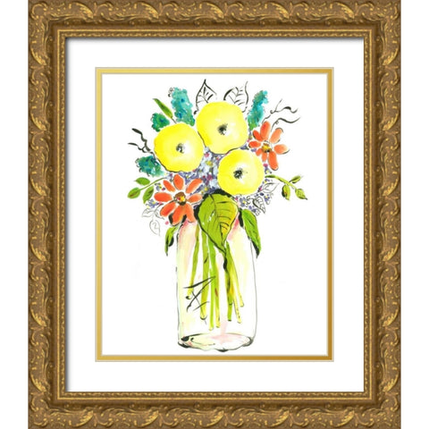 Flower Vase I Gold Ornate Wood Framed Art Print with Double Matting by Minasian, Julia