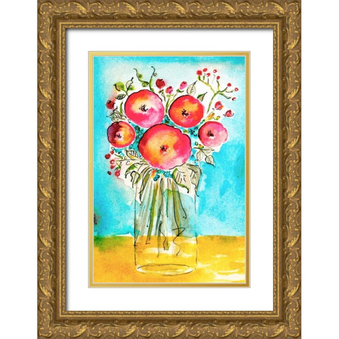 Bright Arrangement II Gold Ornate Wood Framed Art Print with Double Matting by Minasian, Julia