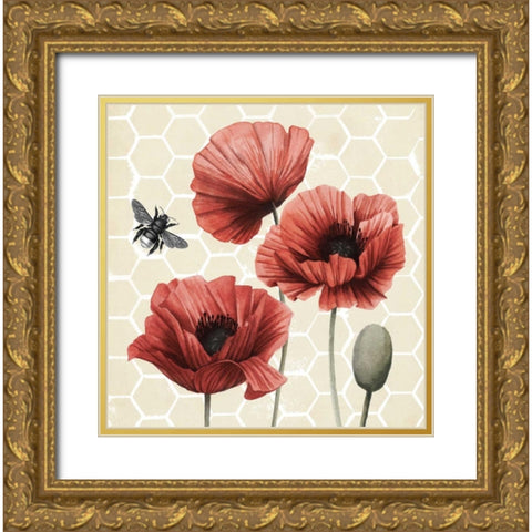 Poppy Buzz I Gold Ornate Wood Framed Art Print with Double Matting by Popp, Grace