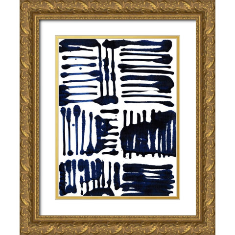 Indigo Stripes II Gold Ornate Wood Framed Art Print with Double Matting by Fuchs, Jodi