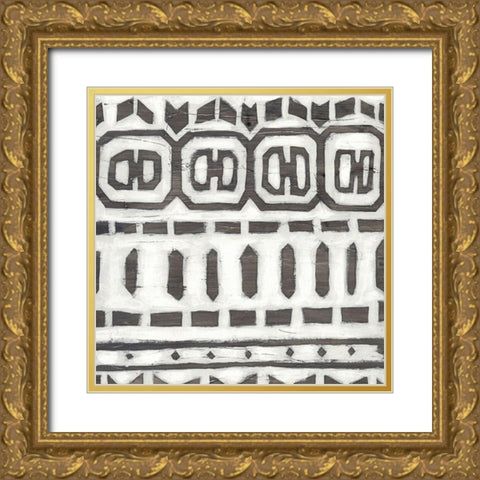 Tribal Textile III Gold Ornate Wood Framed Art Print with Double Matting by Vess, June Erica