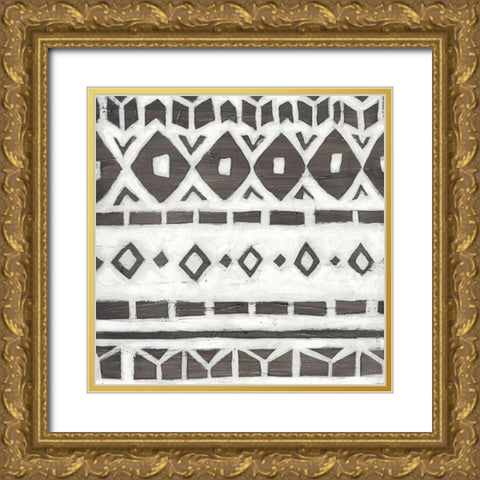 Tribal Textile IV Gold Ornate Wood Framed Art Print with Double Matting by Vess, June Erica