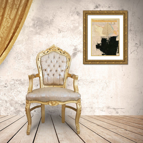 Modern Leaf II Gold Ornate Wood Framed Art Print with Double Matting by Ray, Elena
