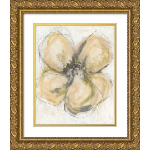 Waxen Petals II Gold Ornate Wood Framed Art Print with Double Matting by Goldberger, Jennifer