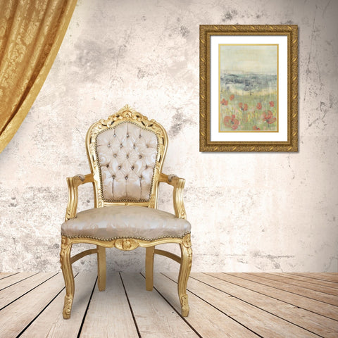 Wildflower Scape I Gold Ornate Wood Framed Art Print with Double Matting by Goldberger, Jennifer