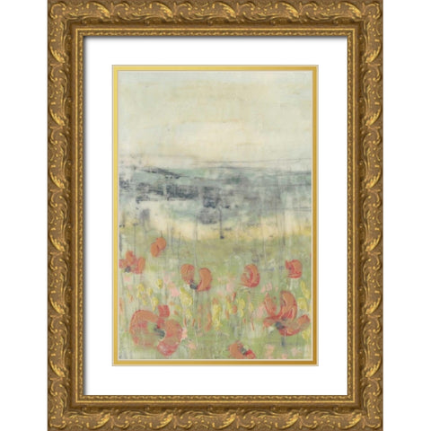 Wildflower Scape I Gold Ornate Wood Framed Art Print with Double Matting by Goldberger, Jennifer