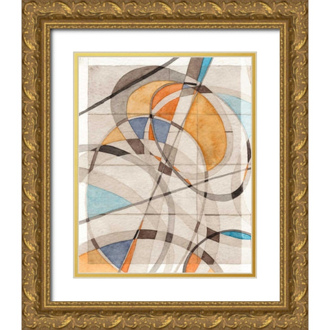 Ovals and Lines I Gold Ornate Wood Framed Art Print with Double Matting by Galapon, Nikki
