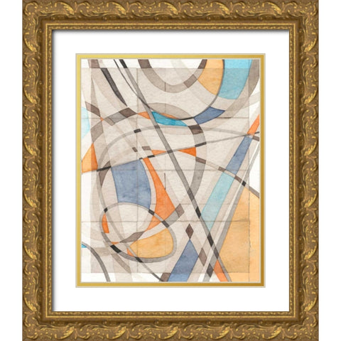 Ovals and Lines II Gold Ornate Wood Framed Art Print with Double Matting by Galapon, Nikki