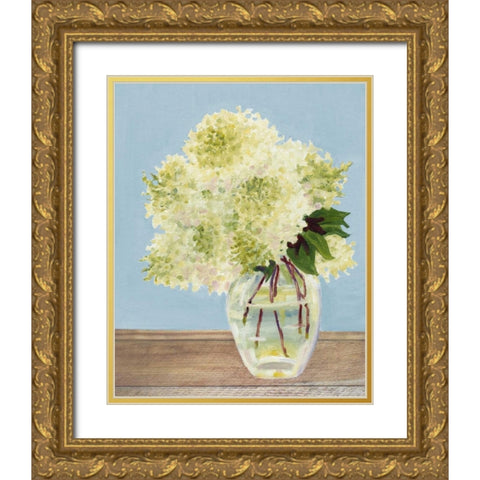 Hydrangea Vase II Gold Ornate Wood Framed Art Print with Double Matting by Miller, Dianne