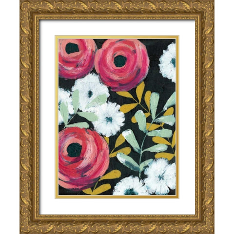 Flor de Color I Gold Ornate Wood Framed Art Print with Double Matting by Popp, Grace