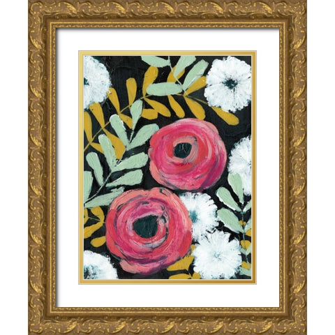 Flor de Color II Gold Ornate Wood Framed Art Print with Double Matting by Popp, Grace