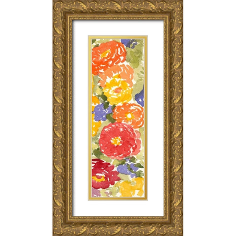 Zinnia Array II Gold Ornate Wood Framed Art Print with Double Matting by Miller, Dianne
