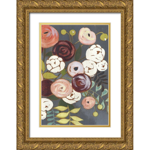 Custom Wistful Bouquet I (ASH) Gold Ornate Wood Framed Art Print with Double Matting by Popp, Grace