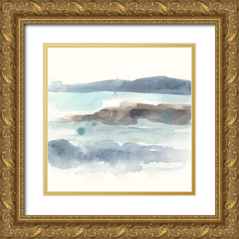 Coastline Sketch II Gold Ornate Wood Framed Art Print with Double Matting by Vess, June Erica