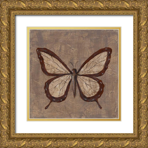 Textured Butterfly II Gold Ornate Wood Framed Art Print with Double Matting by Reynolds, Jade