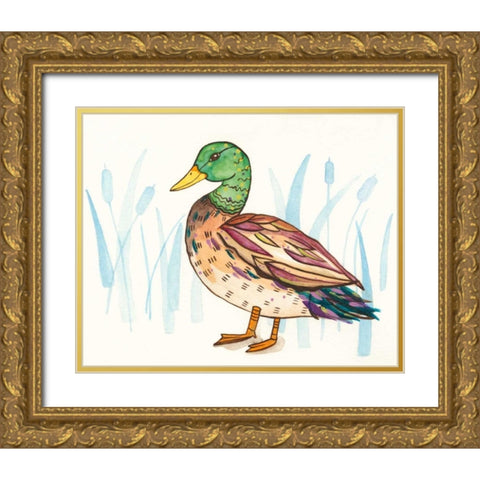 Wetland Mallard I Gold Ornate Wood Framed Art Print with Double Matting by Ewer, Rebekah