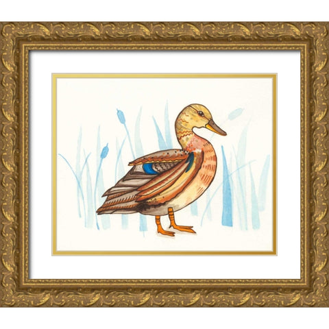 Wetland Mallard II Gold Ornate Wood Framed Art Print with Double Matting by Ewer, Rebekah
