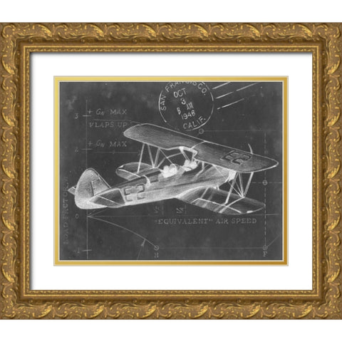 Flight Schematic I Gold Ornate Wood Framed Art Print with Double Matting by Harper, Ethan