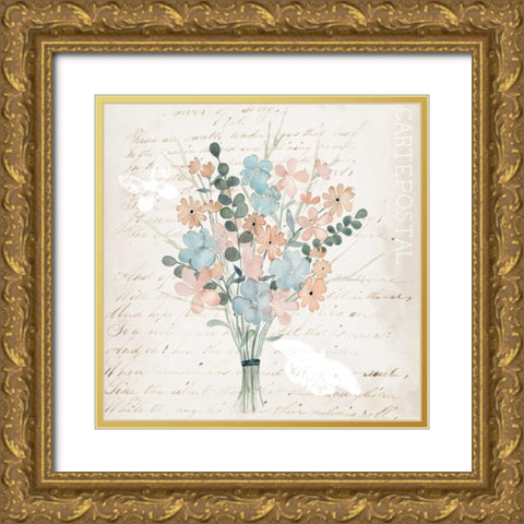 Fleurs Pastel I Gold Ornate Wood Framed Art Print with Double Matting by Popp, Grace