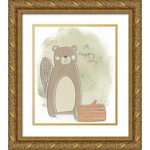 Woodland Whimsy III Gold Ornate Wood Framed Art Print with Double Matting by Vess, June Erica
