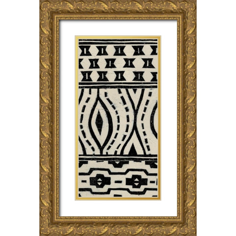 Tribal Pattern in Cream II Gold Ornate Wood Framed Art Print with Double Matting by Vess, June Erica