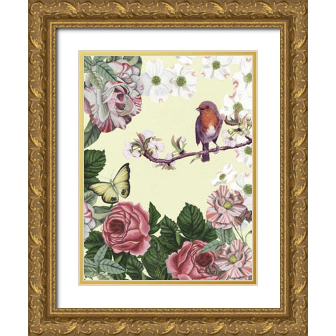 Bird Garden II Gold Ornate Wood Framed Art Print with Double Matting by McCavitt, Naomi