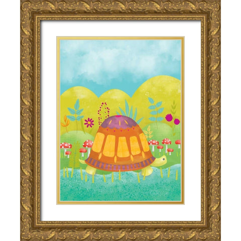 Happy Turtle I Gold Ornate Wood Framed Art Print with Double Matting by Zarris, Chariklia