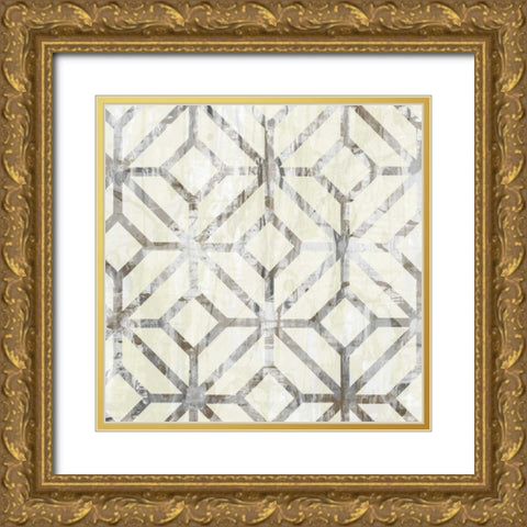 Neutral Metric IV Gold Ornate Wood Framed Art Print with Double Matting by Goldberger, Jennifer