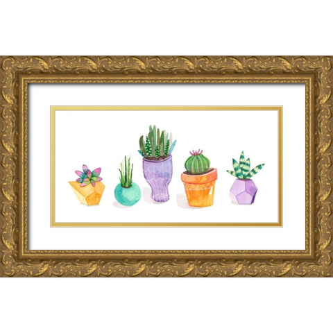 Succulent Display II Gold Ornate Wood Framed Art Print with Double Matting by Ewer, Rebekah