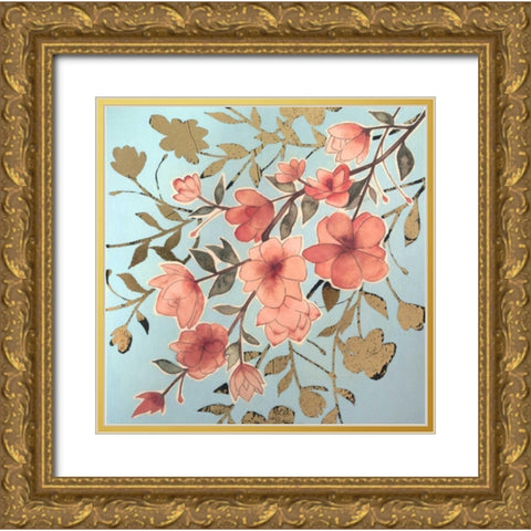 Golden Cherry Blossoms II Gold Ornate Wood Framed Art Print with Double Matting by Popp, Grace