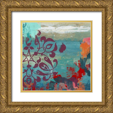 Jewel Tone Garden I Gold Ornate Wood Framed Art Print with Double Matting by Vess, June Erica