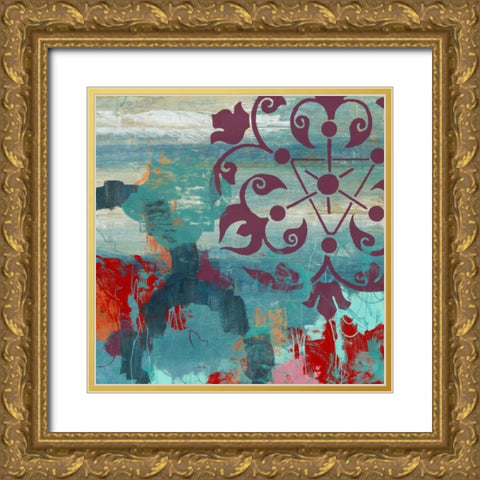 Jewel Tone Garden II Gold Ornate Wood Framed Art Print with Double Matting by Vess, June Erica
