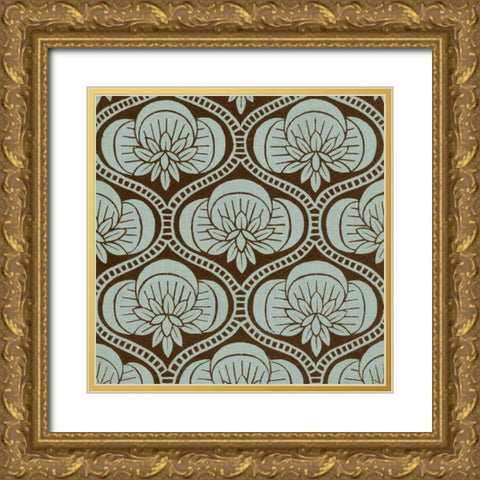 Spa and Sepia Tile I Gold Ornate Wood Framed Art Print with Double Matting by Vision Studio