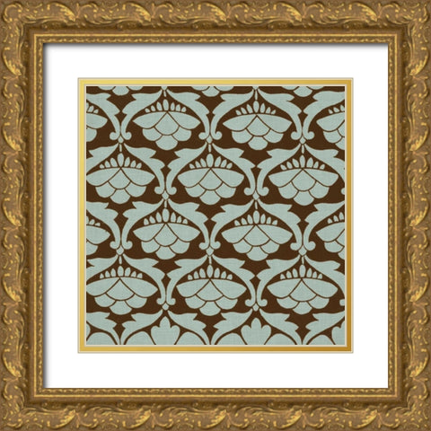 Spa and Sepia Tile IV Gold Ornate Wood Framed Art Print with Double Matting by Vision Studio