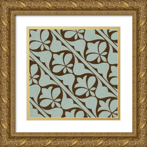 Spa and Sepia Tile V Gold Ornate Wood Framed Art Print with Double Matting by Vision Studio