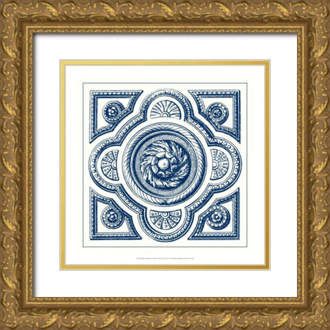 Indigo Medallion VI Gold Ornate Wood Framed Art Print with Double Matting by Vision Studio