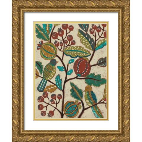 Berry Branch I Gold Ornate Wood Framed Art Print with Double Matting by Zarris, Chariklia