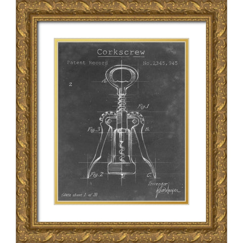 Corkscrew Diagram I Gold Ornate Wood Framed Art Print with Double Matting by Harper, Ethan