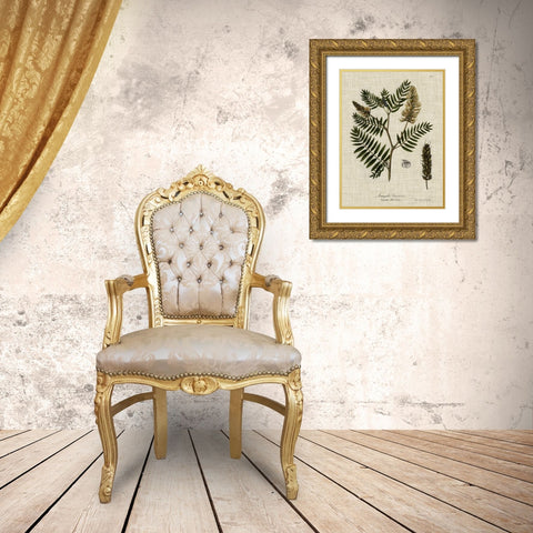 Linen and Leaves III Gold Ornate Wood Framed Art Print with Double Matting by Vision Studio